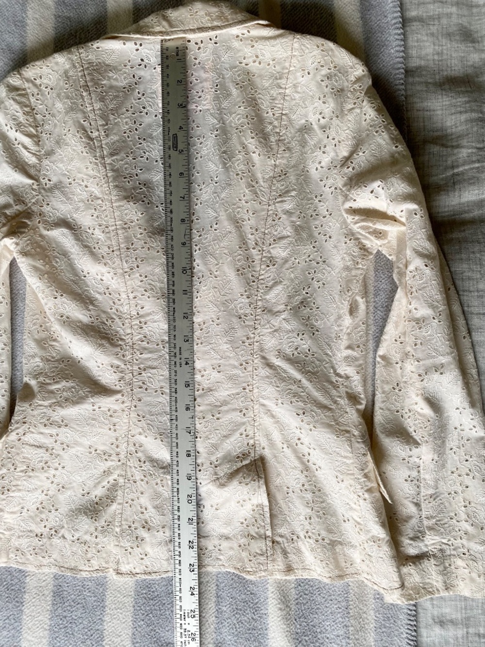 Rebecca Taylor ivory eyelet lace fitted cotton blazer Size 6 - Picture 12 of 14